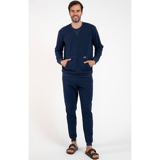 Bawełniany komplet dresowy męski granatowy Fox, Kolor granatowy, Rozmiar XL, Italian Fashion XL Primodo