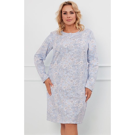 Bawełniana koszula nocna damska z długim rękawem Jowita, Kolor niebieski-wzór, Rozmiar M, Italian Fashion ze sklepu Primodo w kategorii Koszule nocne - zdjęcie 184074175