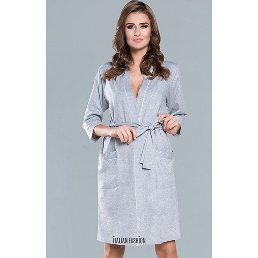 Megan szlafrok damski, Kolor szary melanż, Rozmiar M, Italian Fashion ze sklepu Primodo w kategorii Szlafroki damskie - zdjęcie 184074566