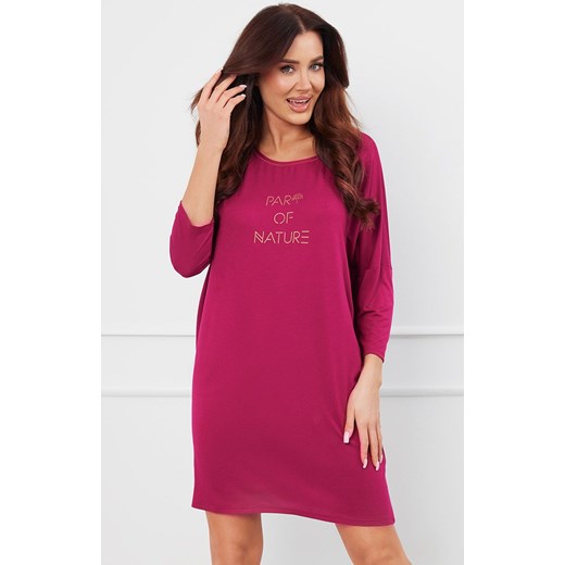 Koszula nocna damska z 3/4 rękawem Natura, Kolor wino, Rozmiar S, Italian Fashion ze sklepu Primodo w kategorii Koszule nocne - zdjęcie 184074646