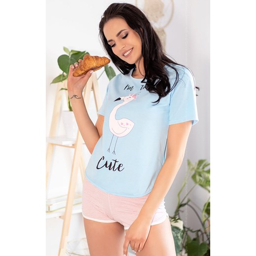 Bawełniana piżama damska Cute Flamant 0304, Kolor niebieski, Rozmiar S/M, LivCo Corsetti Fashion ze sklepu Primodo w kategorii Piżamy damskie - zdjęcie 184078059