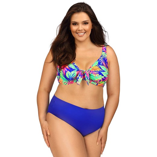 Dwuczęściowy strój kąpielowy z ozdobnym wiązaniem Plus Size L3125/3, Kolor niebieski-wzór, Rozmiar 38D, Lorin ze sklepu Primodo w kategorii Stroje kąpielowe - zdjęcie 184078576