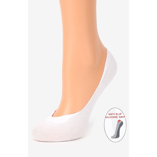 Marilyn białe stopki damskie z silikonem Cotton Anti-Slip, Kolor biały, Rozmiar 36-40, Marilyn ze sklepu Primodo w kategorii Skarpetki damskie - zdjęcie 184079687