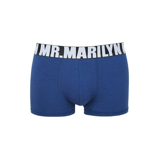 Marilyn Bokserki męskie klasyczne niebieskie z logowaną gumą Letters Boxer, Kolor niebieski, Rozmiar M, Marilyn ze sklepu Primodo w kategorii Majtki męskie - zdjęcie 184079957