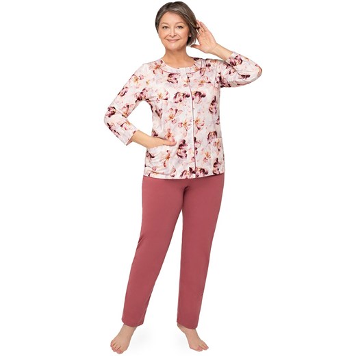 Długa piżama damska Maria III 202 23, Kolor bordowy-wzór, Rozmiar 2XL, MARTEL ze sklepu Primodo w kategorii Piżamy damskie - zdjęcie 184080447