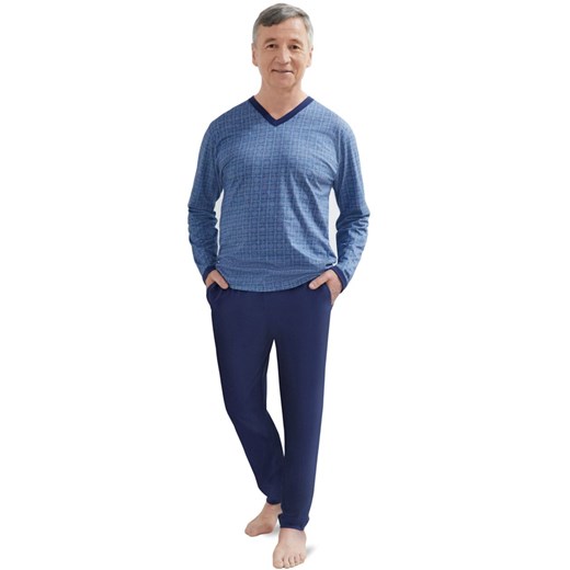 Bawełniana piżama męska Roman III 402 11, Kolor niebiesko-granatowy, Rozmiar 3XL, MARTEL ze sklepu Primodo w kategorii Piżamy męskie - zdjęcie 184080518