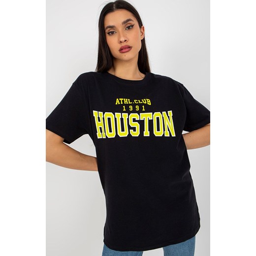 Czarny t-shirt damski z nadrukiem EM-TS-527-1.26X, Kolor czarny, Rozmiar one size, EX MODA ze sklepu Primodo w kategorii Bluzki damskie - zdjęcie 184081377