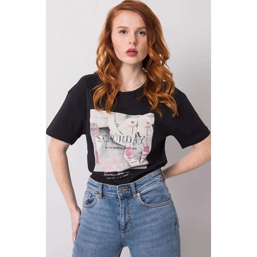 Czarny t-shirt damski z nadrukiem HB-TS-3048.31P, Kolor czarny, Rozmiar L, HiB ze sklepu Primodo w kategorii Bluzki damskie - zdjęcie 184081427
