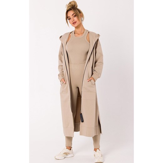 Bluza długa jak parka beżowa M729, Kolor beżowy, Rozmiar L/XL, MOE ze sklepu Primodo w kategorii Bluzy damskie - zdjęcie 184082528