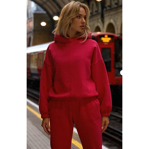 Bluza damska z kapturem malinowa M759, Kolor malinowy, Rozmiar L/XL, MOE ze sklepu Primodo w kategorii Bluzy damskie - zdjęcie 184082945