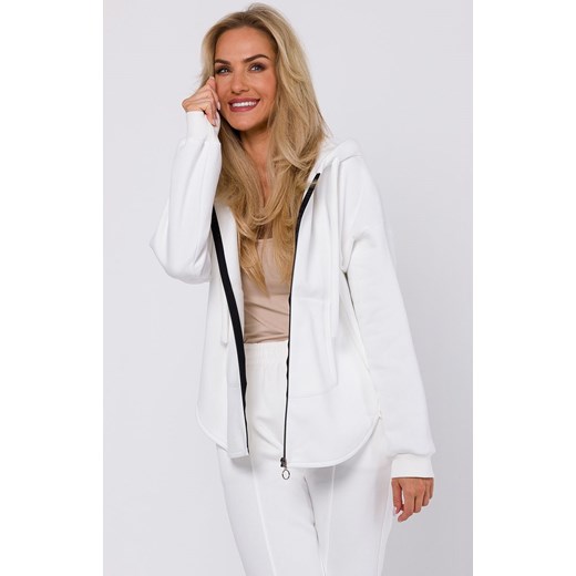 Bluza z kapturem zasuwana na zamek ecru M761, Kolor ecru, Rozmiar L/XL, MOE ze sklepu Primodo w kategorii Bluzy damskie - zdjęcie 184082977