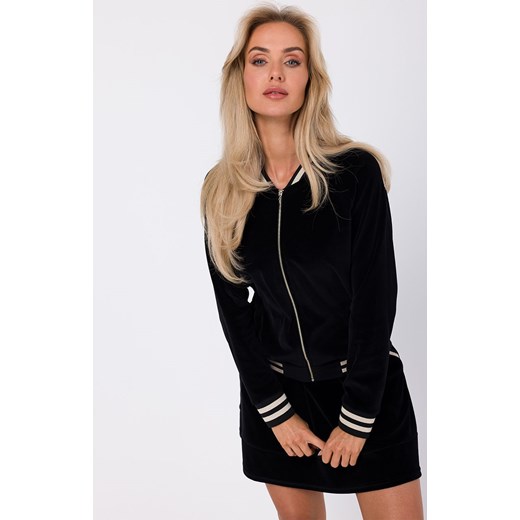 Bluza z ozdobnymi mankietami i stójką czarna M766, Kolor czarny, Rozmiar L, MOE ze sklepu Primodo w kategorii Bluzy damskie - zdjęcie 184083046