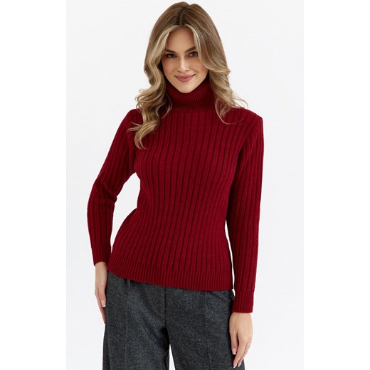 Sweter damski z golfem bordowy M771, Kolor bordowy, Rozmiar L/XL, MOE ze sklepu Primodo w kategorii Swetry damskie - zdjęcie 184083118