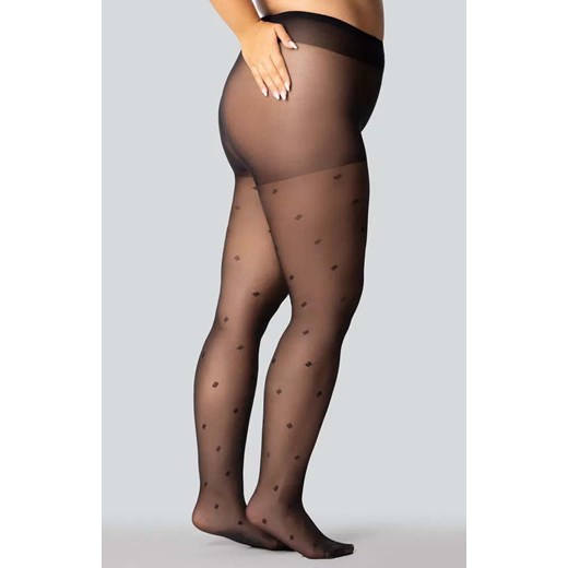 Rajstopy damskie czarne plus size we wzory Diamond rain 30 DEN, Kolor czarny (onyx), Rozmiar 8, Mona Queen Size ze sklepu Primodo w kategorii Rajstopy - zdjęcie 184085079