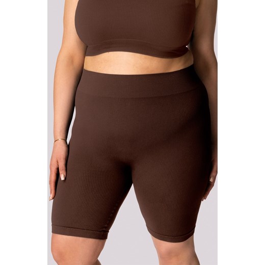 Mona kolarki damskie w kolorze caffe Ribbed Plus Size, Kolor caffe, Rozmiar 2XL, Mona ze sklepu Primodo w kategorii Szorty - zdjęcie 184085146