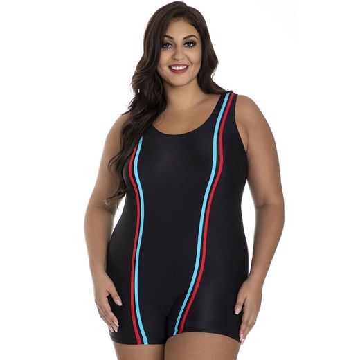 Jednoczęściowy strój kąpielowy wyszczuplający ze spodenkami plus size 608/01, Kolor czarny, Rozmiar 6XL, Primo ze sklepu Primodo w kategorii Stroje kąpielowe - zdjęcie 184087577