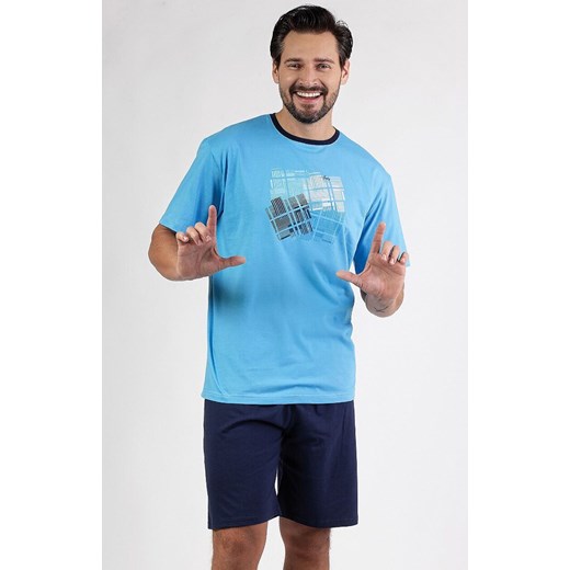 Bawełniana piżama męska turkusowa 474, Kolor turkusowy, Rozmiar M, Regina ze sklepu Primodo w kategorii Piżamy męskie - zdjęcie 184087899