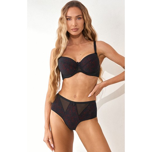 Figi damskie z wysokim stanem czarno-czerwone Laila, Kolor czarno-czerwony, Rozmiar S, PariPari Lingerie ze sklepu Primodo w kategorii Majtki damskie - zdjęcie 184089886