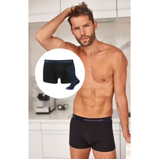 Bokserki męskie i skarpetki Tommy Hilfiger UM0UM00404-990, Kolor czarno-granatowy, Rozmiar S, TOMMY HILFIGER ze sklepu Primodo w kategorii Majtki męskie - zdjęcie 184090177