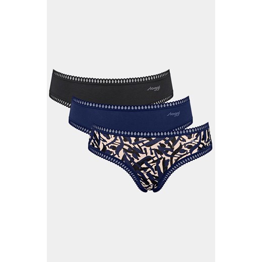 Sloggi 3-pack figi damskie Go Crush Hipster 10219671-M008, Kolor granatowy-wzór, Rozmiar L, Sloggi ze sklepu Primodo w kategorii Majtki damskie - zdjęcie 184090646