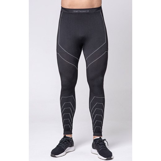 Termoaktywne legginsy męskie czarno-szare Rapid, Kolor czarno-szary, Rozmiar L, Spaio ze sklepu Primodo w kategorii Spodnie męskie - zdjęcie 184091009