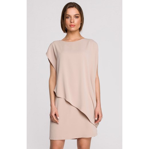 Sukienka damska beżowa oversize S262, Kolor beżowy, Rozmiar L, Stylove ze sklepu Primodo w kategorii Sukienki - zdjęcie 184091188
