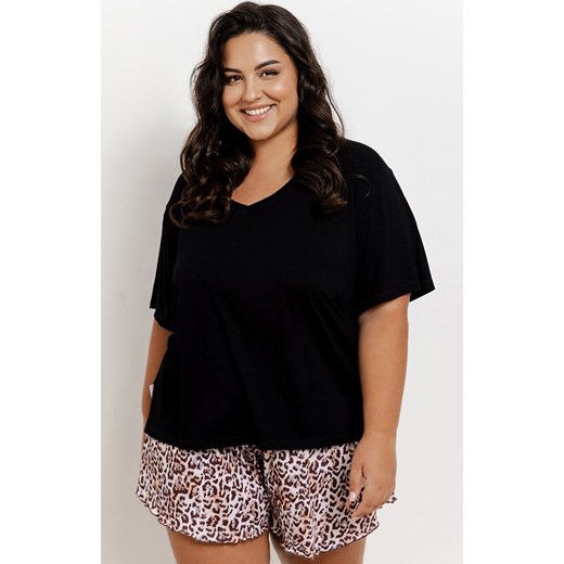 Dwuczęściowa piżama damska plus size Esti 3360, Kolor czarny-wzór, Rozmiar 3XL, Taro ze sklepu Primodo w kategorii Piżamy damskie - zdjęcie 184092496