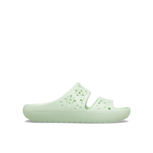Klapki Crocs Classic Floral Cutout Sandal 210966 Zielony ze sklepu eobuwie.pl w kategorii Klapki damskie - zdjęcie 184098088