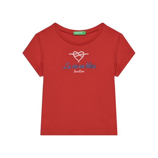 United Colors Of Benetton T-Shirt 3I1XG10J2 Czerwony Regular Fit ze sklepu MODIVO w kategorii Bluzki dziewczęce - zdjęcie 184098197