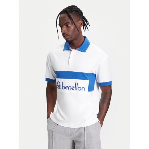 United Colors Of Benetton Polo 3MCYU301U Biały Regular Fit ze sklepu MODIVO w kategorii T-shirty męskie - zdjęcie 184098215