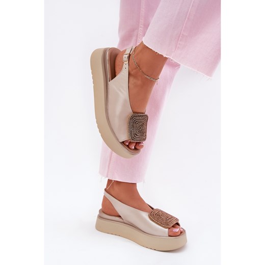 Espadryle damskie Zazoo na platformie ze skóry bez zapięcia na lato