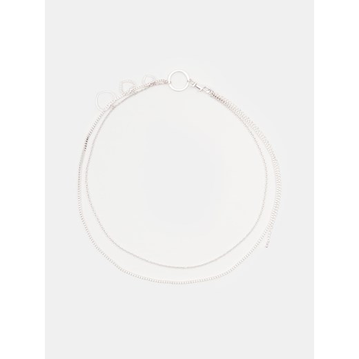 Sinsay - Pasek łańcuszkowy z zawieszkami w kształcie serca - srebrny Sinsay M/L Sinsay