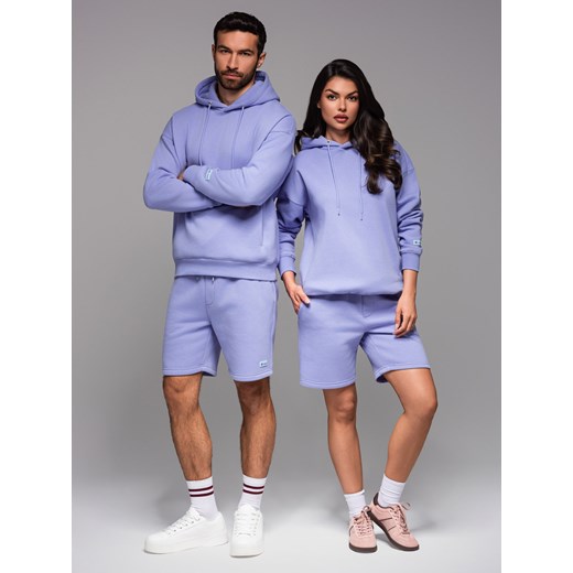 Komplet dresowy dla par UNISEX bluza z kapturem + szorty w stylu athleisure – lawendowe V9 Z110 ze sklepu ombre w kategorii Dresy damskie - zdjęcie 184100829