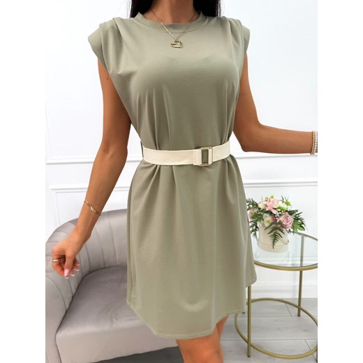 Khaki Sukienka z Paskiem ze sklepu ModnaKiecka.pl w kategorii Sukienki - zdjęcie 184100868
