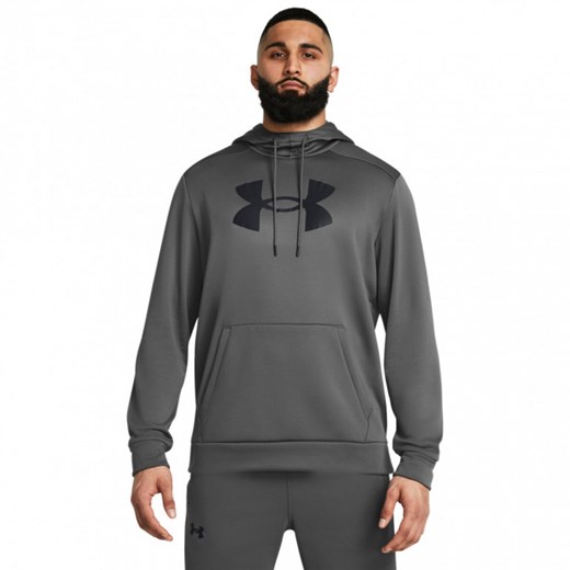 Męska bluza treningowa nierozpinana z kapturem Under Armour UA Armour Fleece Big Logo HD - szara ze sklepu Sportstylestory.com w kategorii Bluzy męskie - zdjęcie 184101515
