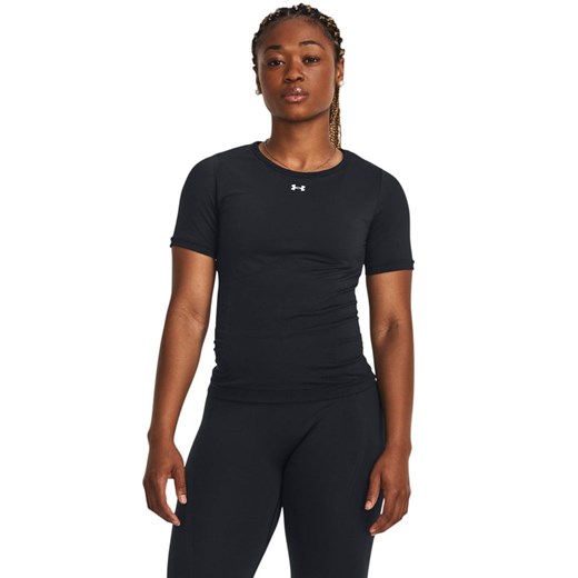 Bluzka damska Under Armour czarna z krótkimi rękawami na wiosnę z okrągłym dekoltem 