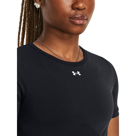Under Armour bluzka damska czarna z krótkimi rękawami z poliamidu na wiosnę 