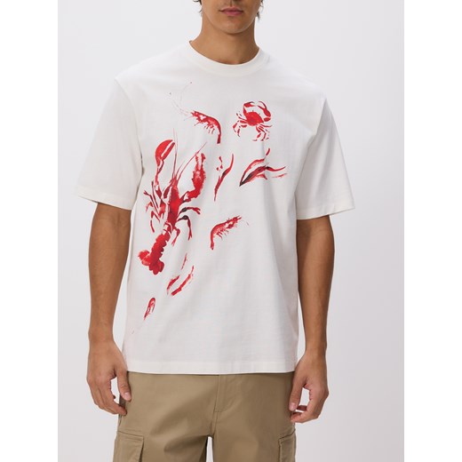 Reserved - T-shirt relaxed fit z nadrukiem - złamana biel ze sklepu Reserved w kategorii T-shirty męskie - zdjęcie 184102148