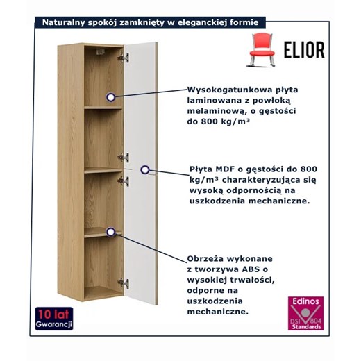 Wiszący słupek łazienkowy dąb Cremona L8-B55 Elior One Size Edinos.pl