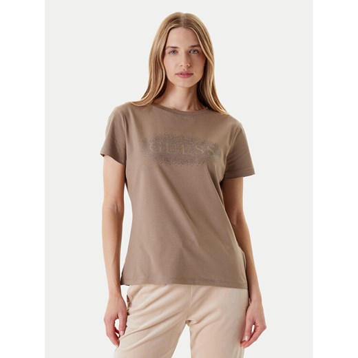 Guess T-Shirt V5YI08 J1314 Brązowy Regular Fit ze sklepu MODIVO w kategorii Bluzki damskie - zdjęcie 184103299
