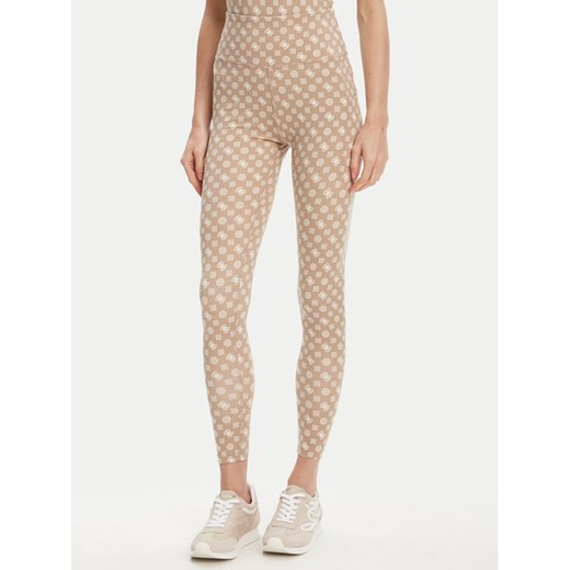 Guess Legginsy V5YB18 MC03W Beżowy Slim Fit ze sklepu MODIVO w kategorii Spodnie damskie - zdjęcie 184103338
