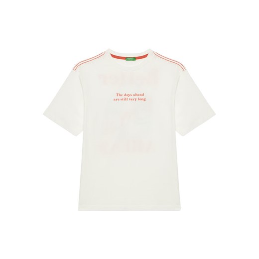 United Colors Of Benetton T-Shirt 3I1XC10P4 Écru Oversize ze sklepu MODIVO w kategorii T-shirty chłopięce - zdjęcie 184103349