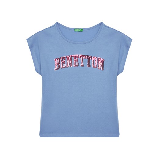 United Colors Of Benetton T-Shirt 3I1XC10P1 Niebieski Regular Fit ze sklepu MODIVO w kategorii Bluzki dziewczęce - zdjęcie 184103358