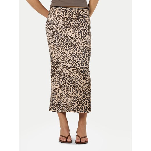 Noisy May Spódnica midi Avery 27034322 Brązowy Slim Fit ze sklepu MODIVO w kategorii Spódnice - zdjęcie 184103506