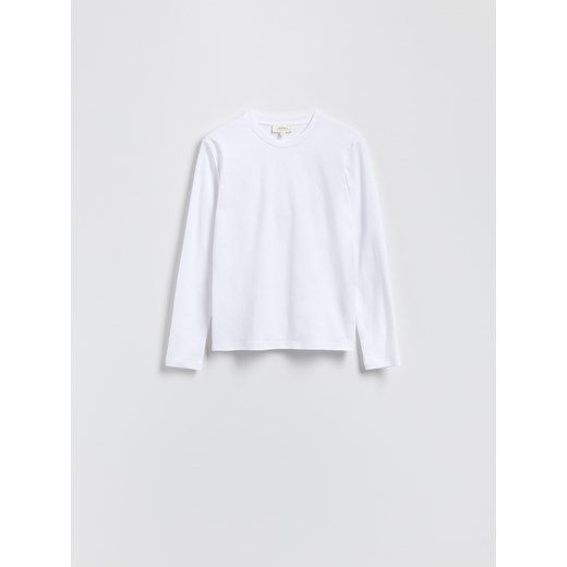 Reserved - Bawełniany longsleeve - biały ze sklepu Reserved w kategorii Bluzki damskie - zdjęcie 184106617