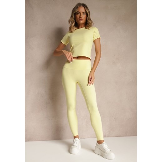 Żółty Komplet Sportowy Legginsy i T-shirt o Dopasowanym Kroju Silanessa ze sklepu renee.pl w kategorii Komplety i garnitury damskie - zdjęcie 184107136