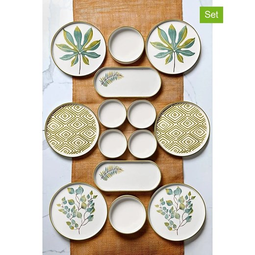 Hermia 14-częściowy zestaw śniadaniowy w kolorze biało-zielonym Hermia onesize Limango Polska okazja
