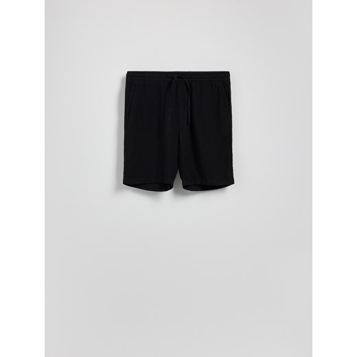 Reserved - Lniane szorty jogger - czarny ze sklepu Reserved w kategorii Spodenki męskie - zdjęcie 184109209