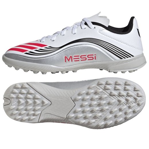 Buty piłkarskie adidas F50 Messi League  JP7456 białe ze sklepu ButyModne.pl w kategorii Buty sportowe dziecięce - zdjęcie 184109717