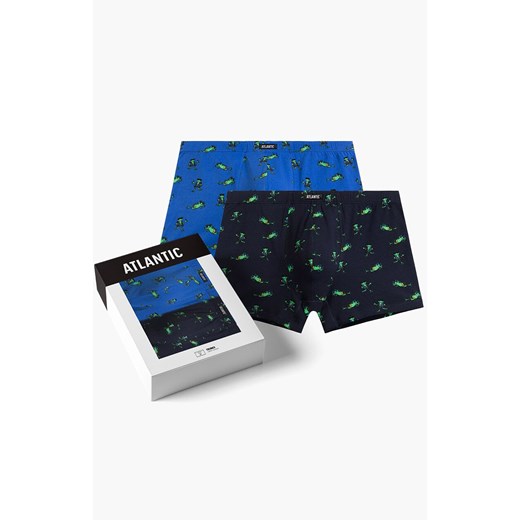 Atlantic 2-pack bokserki męskie 2MHH-006-GRA/NIEC, Kolor niebiesko-granatowy, Rozmiar M, ATLANTIC ze sklepu Intymna w kategorii Majtki męskie - zdjęcie 184111779
